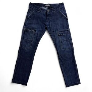 Penshoppe Denim Lab Womens 29 Dark Wash Cargo Jeans Rave Carrot Fit Skater